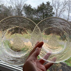2 Vintage Glass Holiday/Christmas Bowls